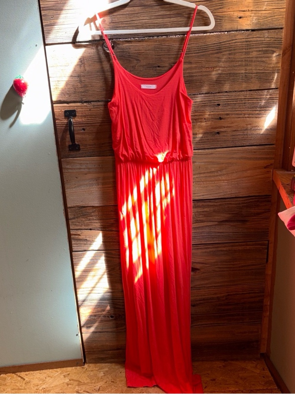 Women’s Coral Pink Maxi Dress with Spaghetti Straps